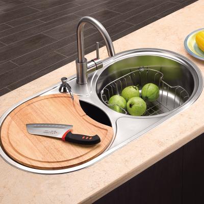 중국 Without Faucet European Style Double Sinks Kitchen Sink Round Shape Pressed Sink 판매용