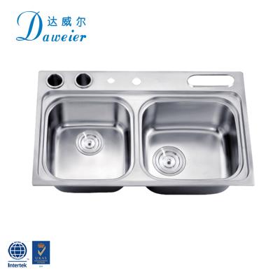 China Without Faucet Deep Sanitary Kitchen Sink Double Above Counter Double Bowl Kitchen Sink for sale