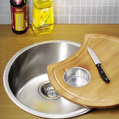 China Without Faucet Round Edge Single Bowl Sink Above Counter Mounted Sink Restaurant Kitchen Sink zu verkaufen