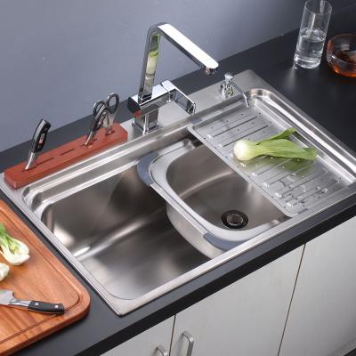 China Fashion Single Sink Satin Polish Stainless Steel Above Basin Faucetless Kitchen Sink zu verkaufen