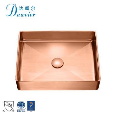 중국 Easy Clean Wash Basin Anti Noise Wash Basin Rose Gold Color Stainless Steel Square Wash Basin 판매용