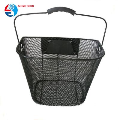 China Competitive Price Bicycle Basket Bicycle Quick Release Eco-Friendly Steel Front Basket Removeable Front Basket for sale