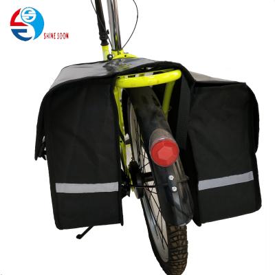 China PVC Printed Mesh Clip Bicycle Accessories Folding Double Saddle Bag PVC Rear Bicycle Bag Waterproof for sale