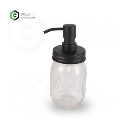 China Black Metal Stainless Steel Mason Jar Hand Soap Dispenser Lids, Black Lotion Pump Bottle for sale