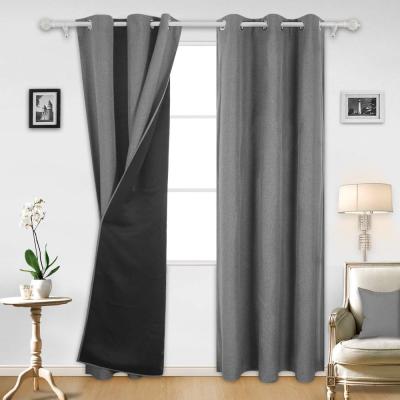 China Blackout Double Layer Hotel Window Curtain Manufacturer Blackout Redroom Linen Curtains for sale