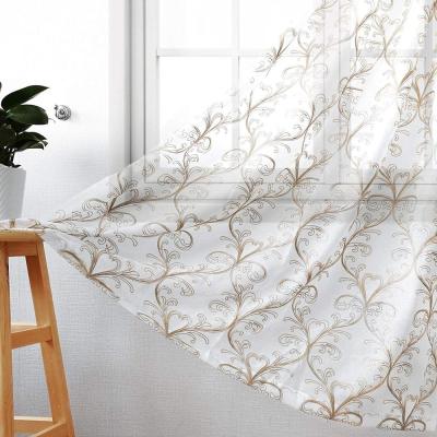 China Pure White Embroidered Embroidery Fabric Custom Curtain for sale