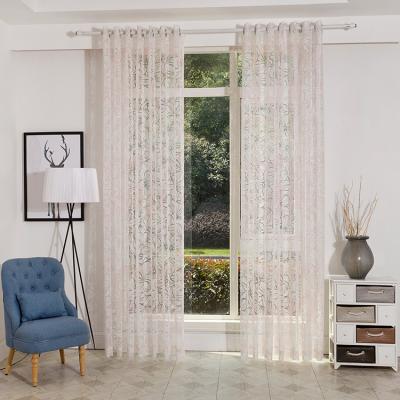 China JZB-09 flame retardant sheer curtain fabric for home fabric living room linen sheer polyester curtain is 100% flat embroidery polyester window for sale