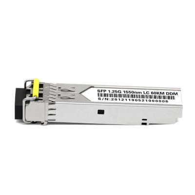 China FTTH Factory Sales SFP 1.25G Dual Fiber Direct 1550nm LC 60KM DDM Singlemode Optical Module for sale