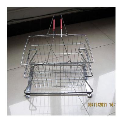 China Supermarkets Wholesale Mesh Stackable Wire Metal Supermarket Shopping Basket with Different Liters of Handle for sale