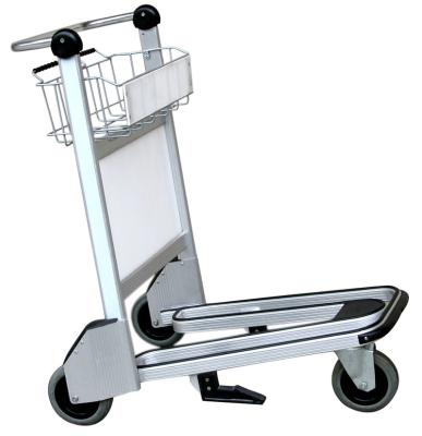 China Airport Trolley Three Wheels Hand Brake Shopping Steel Baggage Cart Airport Luggage Carts for sale