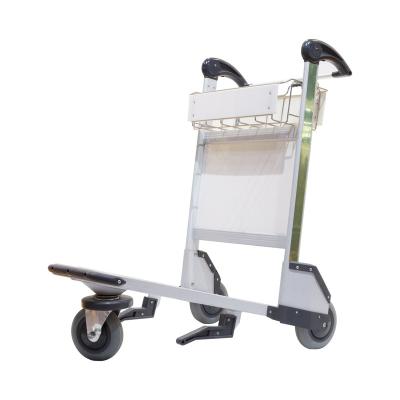 China Four Wheel Steel Airport Trolley Hand Brake Baggage Trolley Airport Luggage Carts for sale