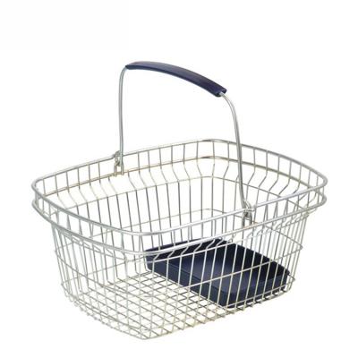 China Wholesale Supermarkets Factory Price Supermarket Wire Metal Shopping Basket With Handle for sale