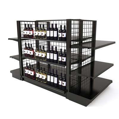 China 2020 hot sale double-sided supermarket gondola metal wine rack wine rack customizable for sale