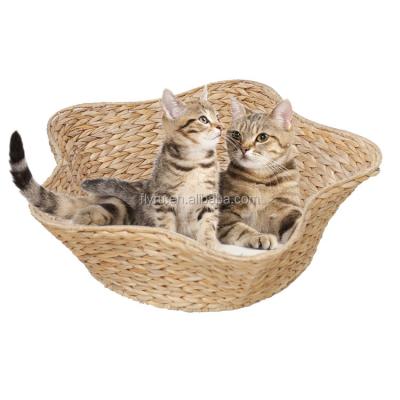 China Sustainable Portable Eco-Friendly Handmade Natural Banana Leaf Accessories Pet Cat Cave Weaving Bed for sale