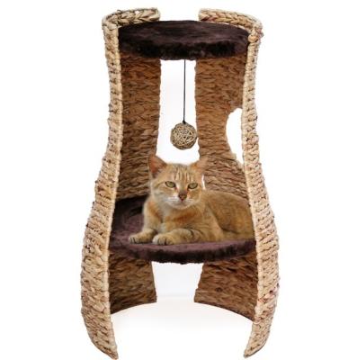 China Fashion Designer Nature Paradise Banana Leaf Cat Tree Sustainable Wholesale Material Excellent Cat Scratching Tree Post Cat Furniture for sale