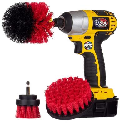 China 3 Pcs Scrubber Sustainable Electric Brush Red Drill Clean Brush For Bathroom Cleaning for sale