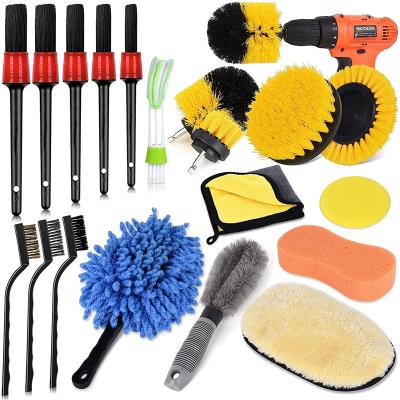 China Car Vents 19PCS Powerful Brush Car Cleaning Detailing Detailing Kit For Car Wash for sale