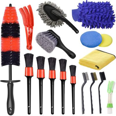 China Car Ducts Wholesale Tools 17Pcs Car Auto Detailing Cleaning Brush For Car Wheel Interior for sale