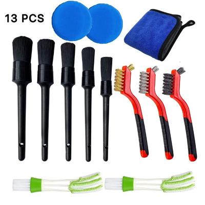 China Car Vents Hot Sale 13Pcs Flexible Soft Car Cleaning Brush For Carbeatuy Washing for sale