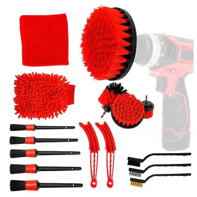 China Car Vents Flexible Car Tire Washer Attachment Car Cleaning Brush 15Pcs Car Care Brush for sale