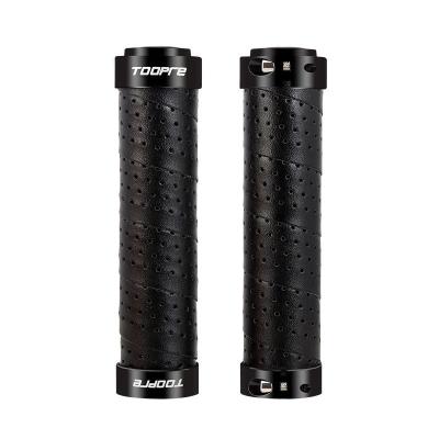 China TOOPRE Mountain Bikes Mountain Bicycle Handlears Grip PU Perforated Color Aluminum Alloy Non-slip Breathable Bilateral Lock Handlears for sale