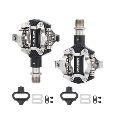 China MEROCA Mountain Bikes Sealed Support Mtb Bike Aluminum Self-Locking Pedal With Clips Doubleside Pedal Ultralight SPD Bicycle Parts for sale