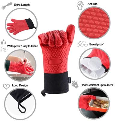 China Wholesale Dustproof Grill Oven Mitts Silicone Oven Mitt Heat Resistant BBQ From Factory Supplier for sale