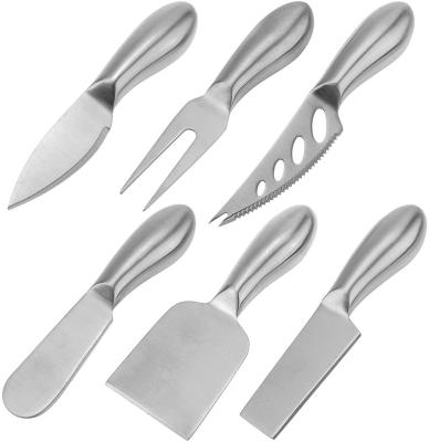 China Eco-friendly Cheese Slicer Cheese Cutter Gold Set Of 6 Stainless Steel Cheese Knives for sale