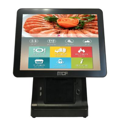 China 2020 Newest Hospital 153TT 15.6inch LCD Touch Screen Industrial POS 80mm Printer In Cash Register POS Desktop System for sale