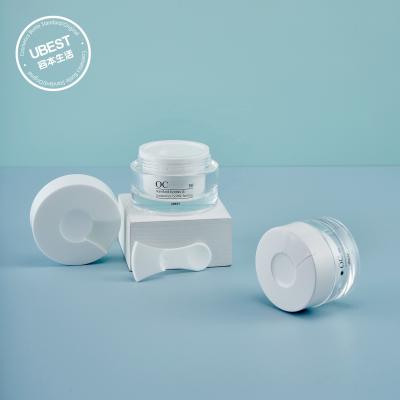 China Plastic and Cosmetic Acrylic Jars Sprinkle 15G 30G Empty Cream White Cosmetic Luxury Acrylic Jar 50G With Spoon for sale