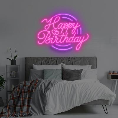 China Decoration Dropshipping Letter Neon Sign Happy Birthday Led Neon Lights For Birthday Party for sale