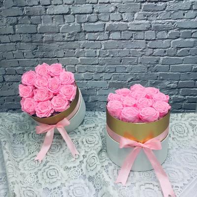 China Hot Selling Preserved Round Box Forever Rose Bridal Bouquets Flower Eternal Preserved Roses for sale