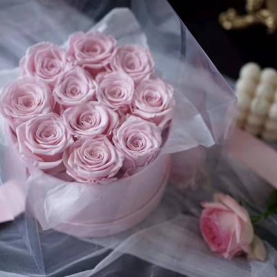 China Bridal Bouquets Wholesale 2021 Immortal Eternal Preserved Roses Eternal Flower Box Forever Rose Flower In Round Box for sale