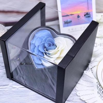 China Wholesale Natural Rose Newest Flower Design Fresh Gift Box Eternal Heart Shape Preserved Forever Roses For Valentines Day for sale