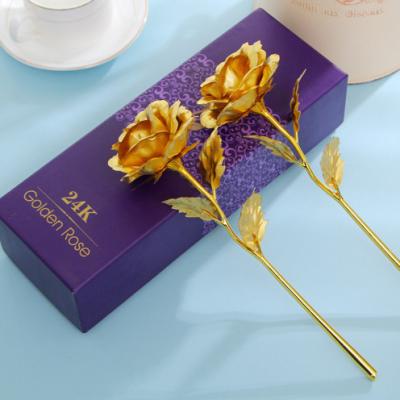 China 2020 Years Valentine's Day Gift 24k Gold Foil Rose With Gift Box For Drop Shipping Gold Rose Wedding Decoration Flower for sale