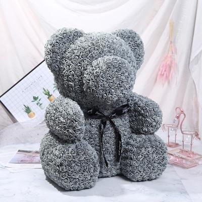 China Bridal Bouquets Mothers Day Valentines Gift For Girlfriend Decoration Soap 70cm Flower Teddy Bear Rose for sale