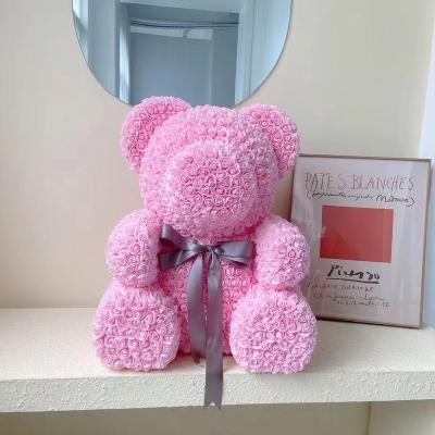 China Bridal Bouquets Gift Best Quality Artificial Flower Luxury Teddy Bear Rose Bear 70 Cm PE Foam Rose Teddy Bear Gift With Gift Box for sale