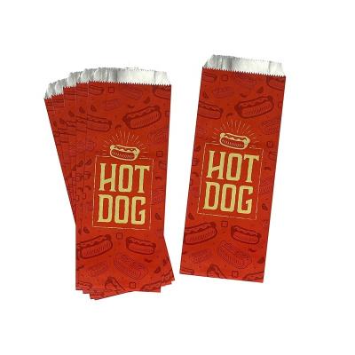 China Biodegradable BBQ Hot Dog Foil Lined Fast Striped Paper Bag Aluminum Foil Bag For Hot Chicken Kebabs Roast Chicken Packaging for sale