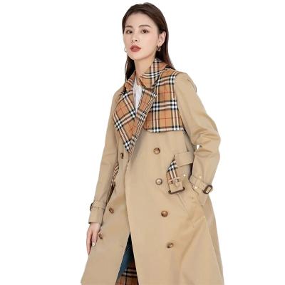 China 2022 Fashion Waterproof Anorak With Logo Khaki Big Size Double Breasted New Ditch Lapel Sleeve Fashion Ditch Coat Slim Winter Long for sale