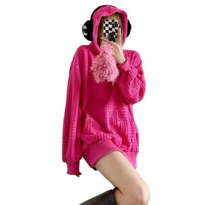 China Anti-Wrinkle Outwear Women's Fleece Casual Long Pullover Fluffy Oversized Tops Hoodie Sweatshirt With Pockets Ladies Warm Soft Cozy Hoodies for sale