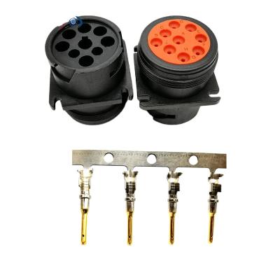 China J1939 German HD10 9-Pin SAE J1939 Black Male Connector Kit, Solid 16-18AWG Pins for sale