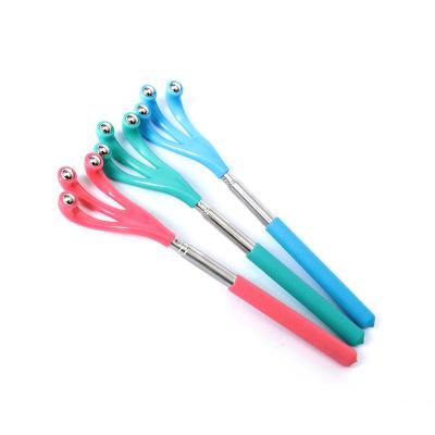 China Back Scratch Three Claw Scalp Rolling Ball Roller Massager Extendable Back Scratcher With Telescopic Stainless Steel Rod for sale