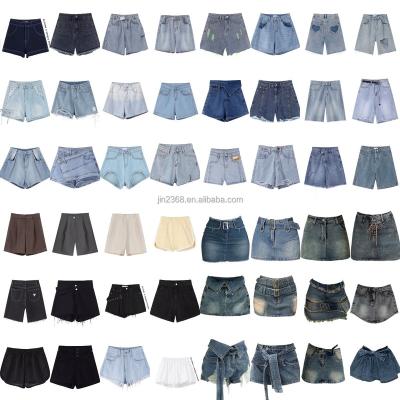 China Anti-wrinkle Women Solid Jean Short Pants Running Women Gym Embroidery Lady Girl Yoga Elasticated women's shorts short for sale