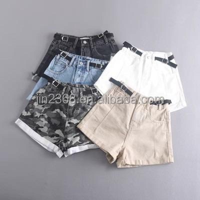 China Anti-wrinkle Drop shipping Straps Stretchy Denim Shorts Women's Summer Jeans For Ladies Short Pants New Arrivals denim jean shorts for ladies for sale