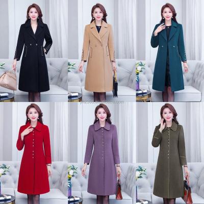 China Waterproof Fashion Loose Woolen Trench Coat Womens Winter Plaid Jackets Ladies Long Coats Faux Fur Winter Women'S Coats for sale