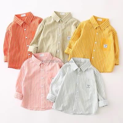 China Anti-Shrink 2023 new boys and girls spring autumn baby cotton striped 1-7 years old long-sleeved coat kids plaid dress shirt for children for sale