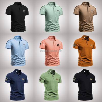 China Anti-wrinkle 2023 high quality elastic polo shirts short sleeve 100% cotton print tshirts men pattern golf polo for sale