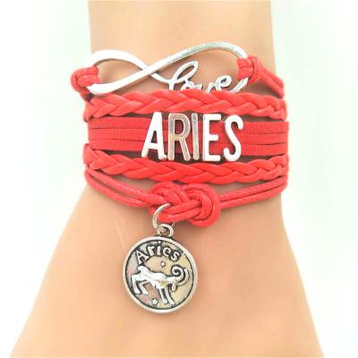 China Lead Free Nickel Free Hot Sale Women's Zodiac Letters Adjustable Charm Coin Pendant Bracelet for sale