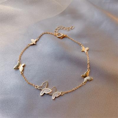 China New Arrival Fashion Designer Romantic Stainless Steel Rhinestone Butterfly Crystal Bracelet for sale