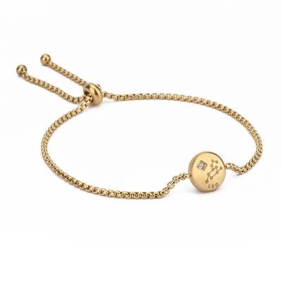 China Fashionable Delicate Stainless Steel Micro - Charm Zodiac Inlaid Adjustable Bracelet for sale